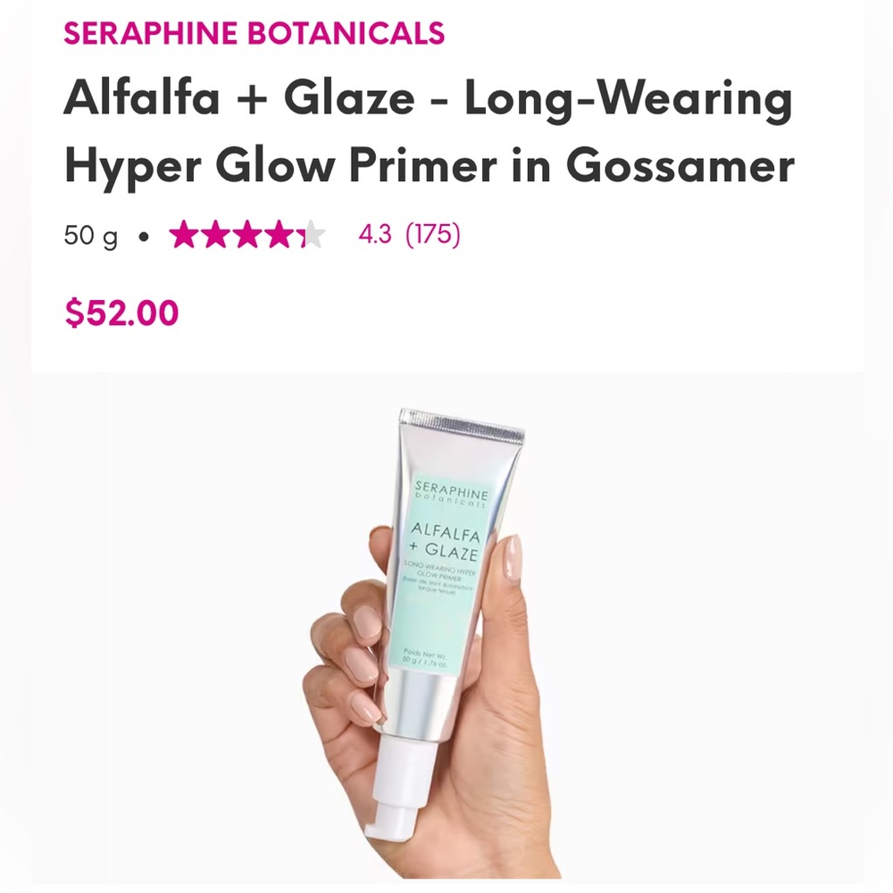 Seraphine Botanicals Alfalfa + Glaze Primer - Gossamer